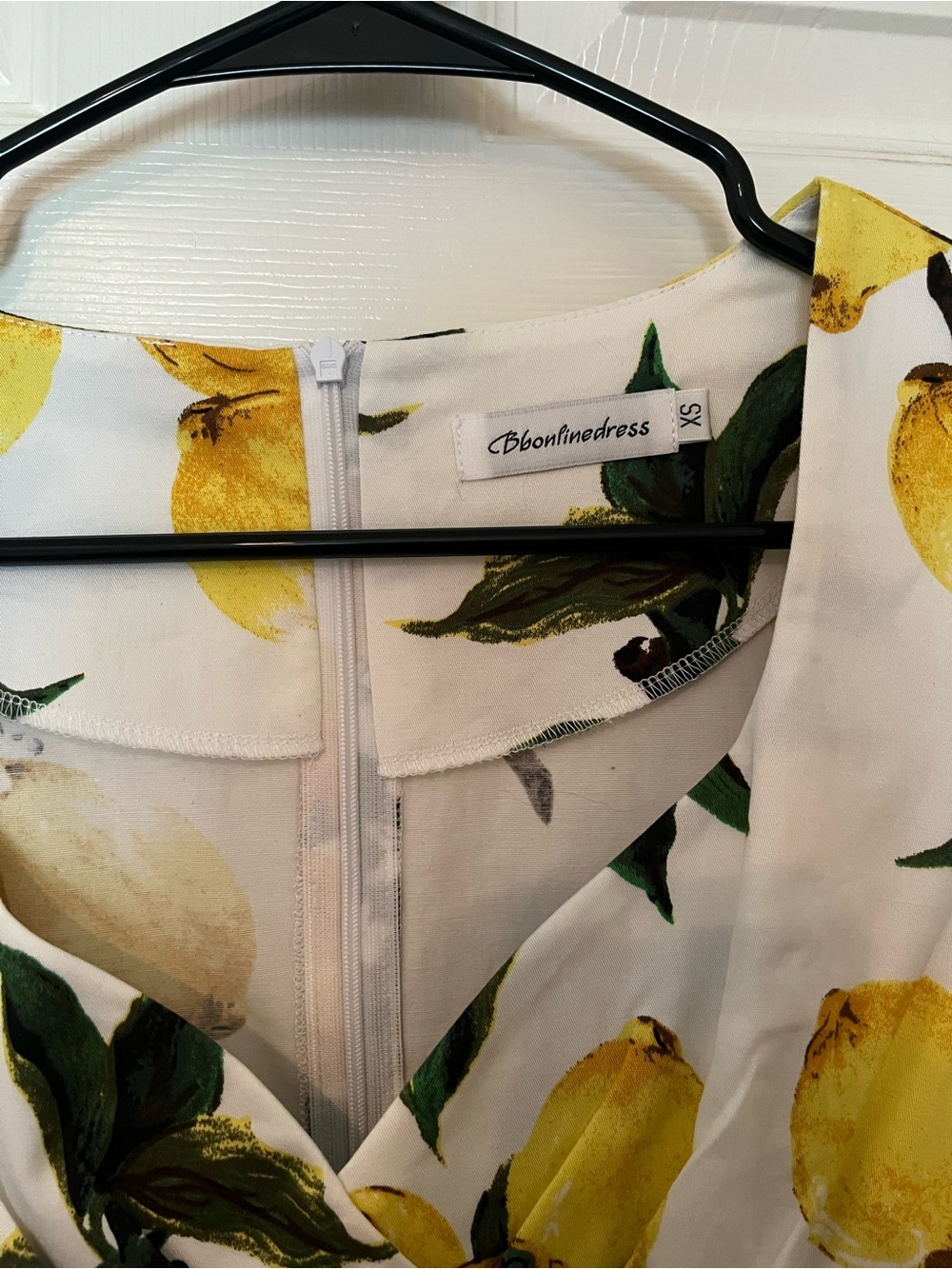 White Floral Lemon-Print Midi Dress XS Summer Coastal Old Money Preppy - Picture 2 of 6
